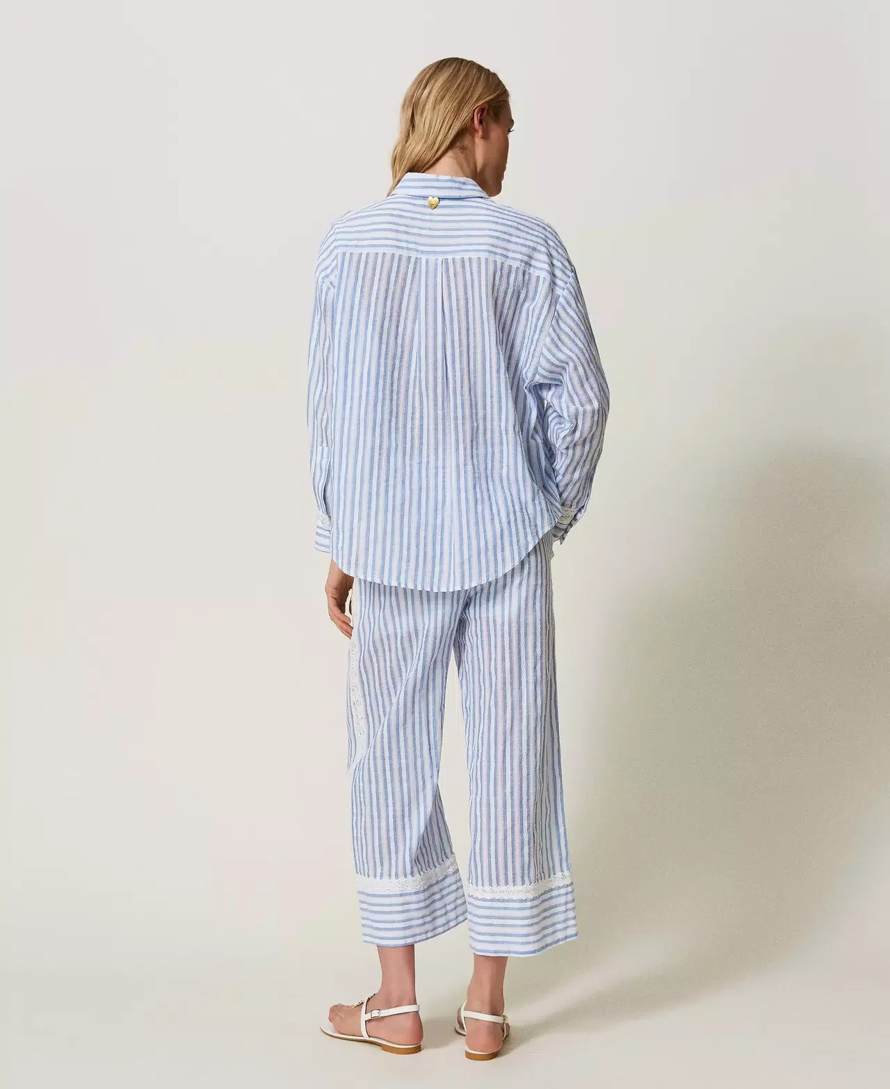 Pantaloni a palazzo jacquard con macramè TWINSET - immagine 3