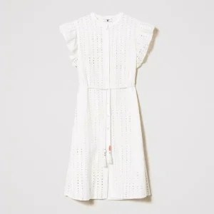 Caftano chemisier in sangallo con volant Twinset