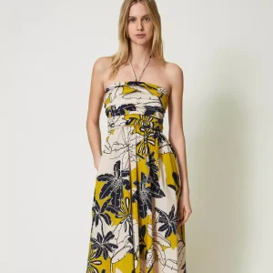 Abito longuette in popeline stampato Twinset