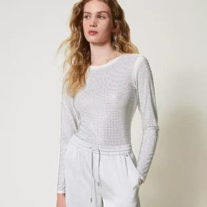 T-shirt stretch con strass all over TWINSET