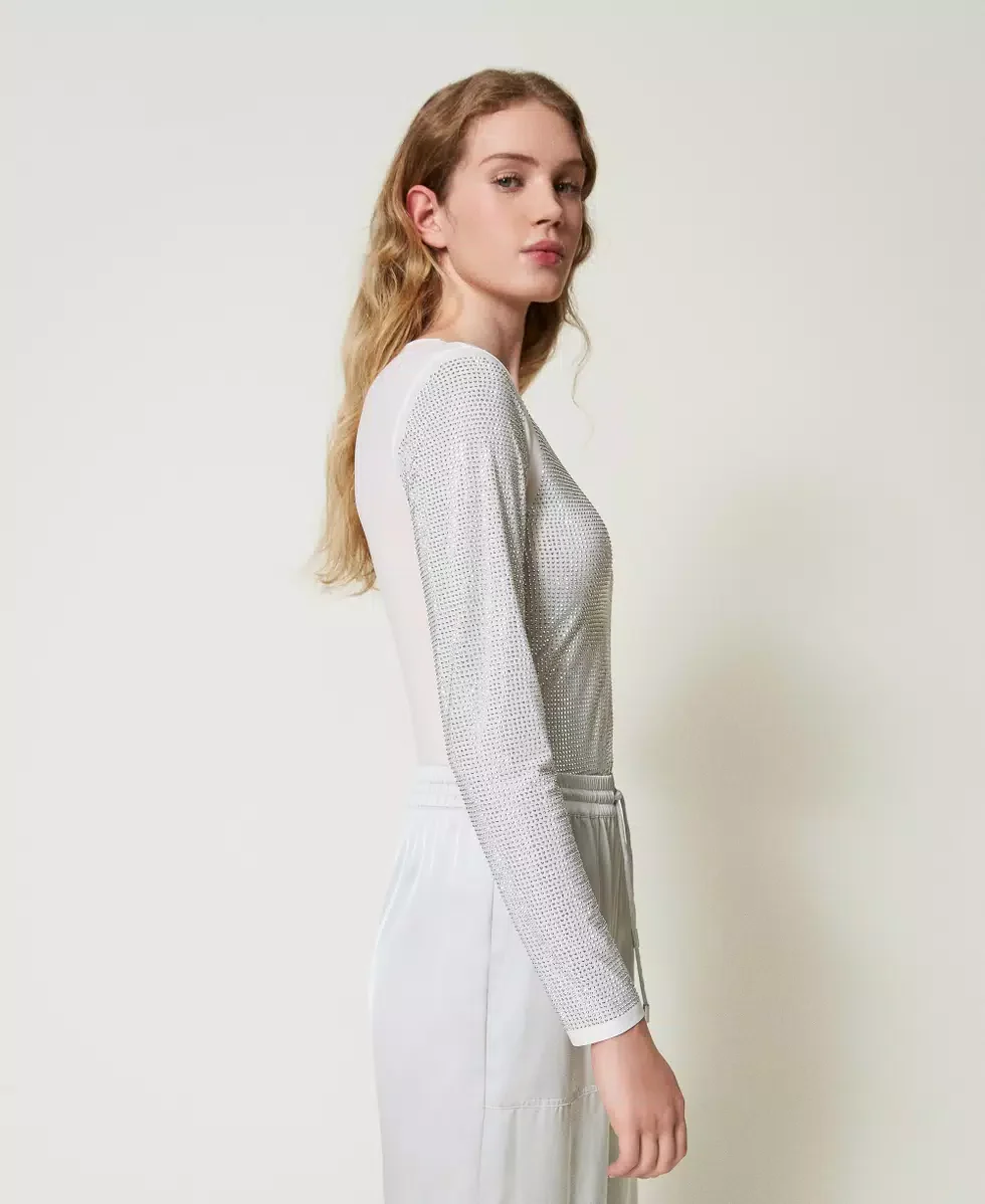 T-shirt stretch con strass all over TWINSET - immagine 5