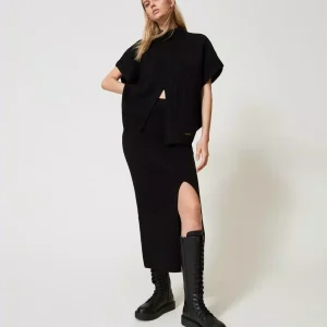 Gonna longuette in maglia a costine TWINSET