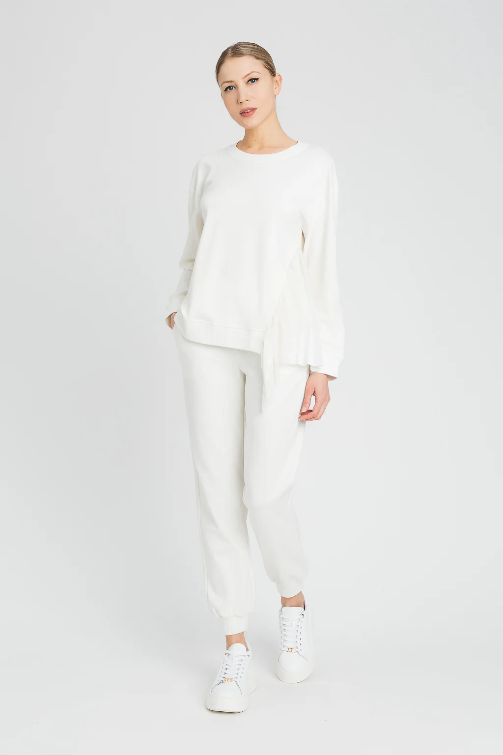 Felpa con inserto plissé e pizzo Twinset - immagine 7