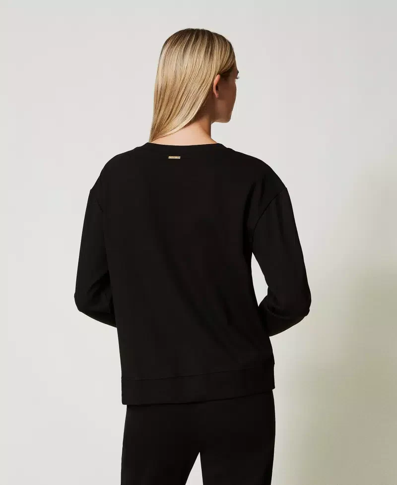 Felpa con inserto plissé e pizzo Twinset - immagine 6