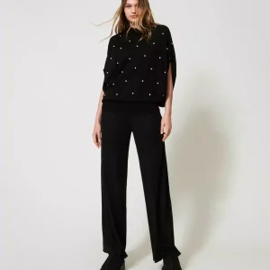 Pantaloni a palazzo in misto lana Twinset