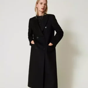 Cappotto doppiopetto in panno spazzolato Twinset