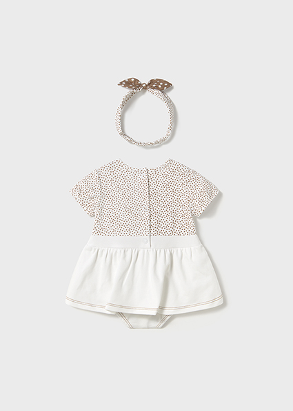 Completo MAYORAL in cotone con abitino bianco e cioccolato + fascetta in abbinamento - immagine 4