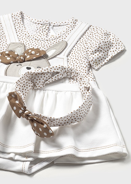 Completo MAYORAL in cotone con abitino bianco e cioccolato + fascetta in abbinamento - immagine 5