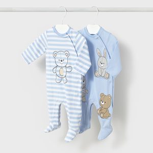 Set tutine MAYORAL primaverili color azzurro e bianco con stampa orsetti