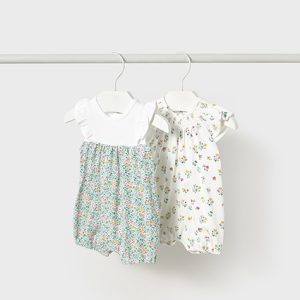 Set tutine corte estive MAYORAL color bianco e verde con stampa floreale