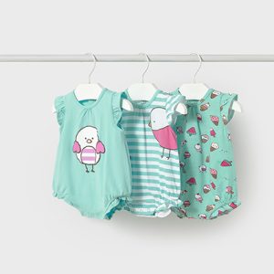 Set 3 tutine corte estive modello pagliaccetto MAYORAL color turchese e fuxia