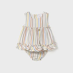 Abitino MAYORAL in cotone con design a piccole righettine colorate + coulotte