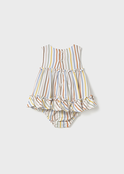 Abitino MAYORAL in cotone con design a piccole righettine colorate + coulotte - immagine 3