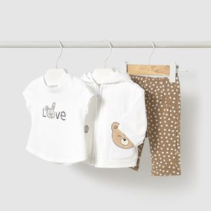 Completo MAYORAL primaverile con t-shirt mezza manica, pantalone e felpa color bianco