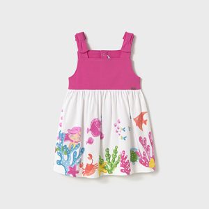 Abito prendisole MAYORAL in cotone color bianco e fuxia con stampa marina