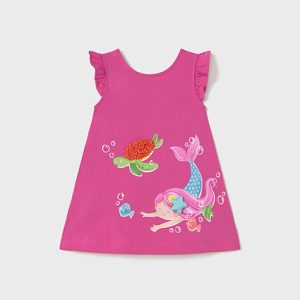 Abito prendisole MAYORAL in cotone color fuxia  con stampa sirenetta