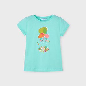 T-shirt MAYORAL per bambina color tiffany con stampa centrale
