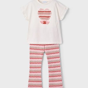Completo MAYORAL  per bambina con pantalone etnico a zampa e t-shirt cuore