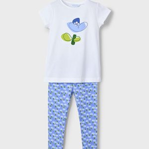 Completo MAYORAL  per bambina con legging lungo fantasia floreale e t-shirt abbinata