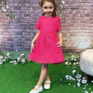 Abito MAYORAL cerimonia per bambina  color fuxia in tessuto guipure