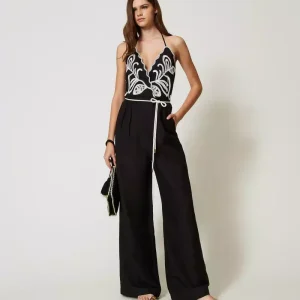 Tuta in misto lino con ricami TWINSET