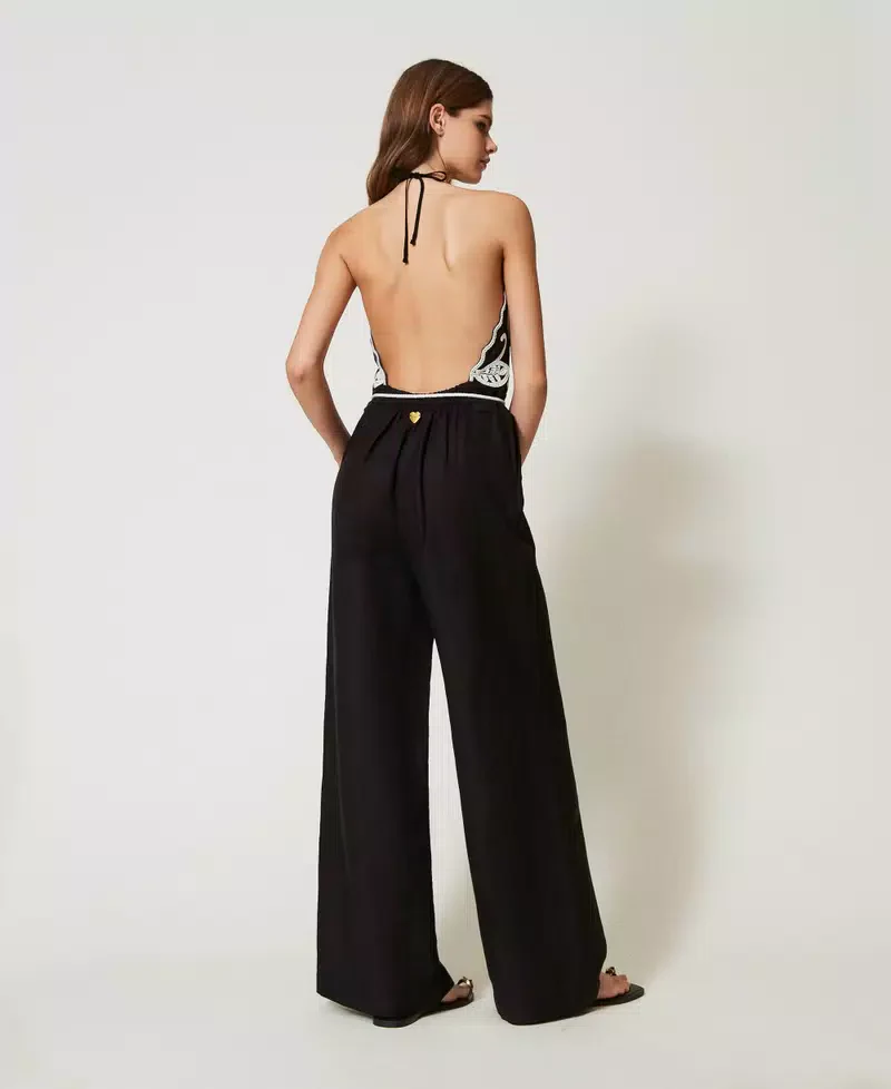 Tuta in misto lino con ricami TWINSET - immagine 5