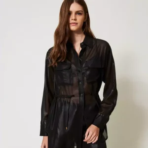 Camicia in georgette laminata Twinset