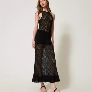 Abito lungo a rete in maglia lurex Twinset