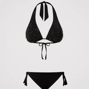 BIKINI Triangolo Vela e Slip fiocchi con paillettes e perline  Twinset