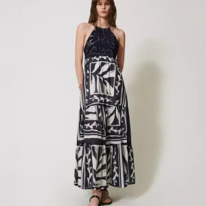 Abito lungo in mussola e crochetTwinset