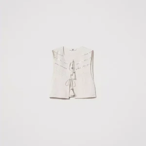 Gilet in misto lino con ricamo Twinset
