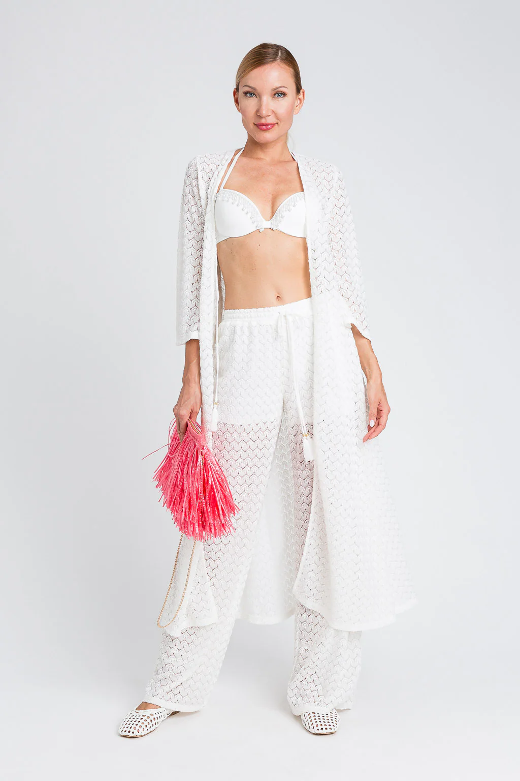 Pantaloni a palazzo in crochet con coulisse Twinset - immagine 9