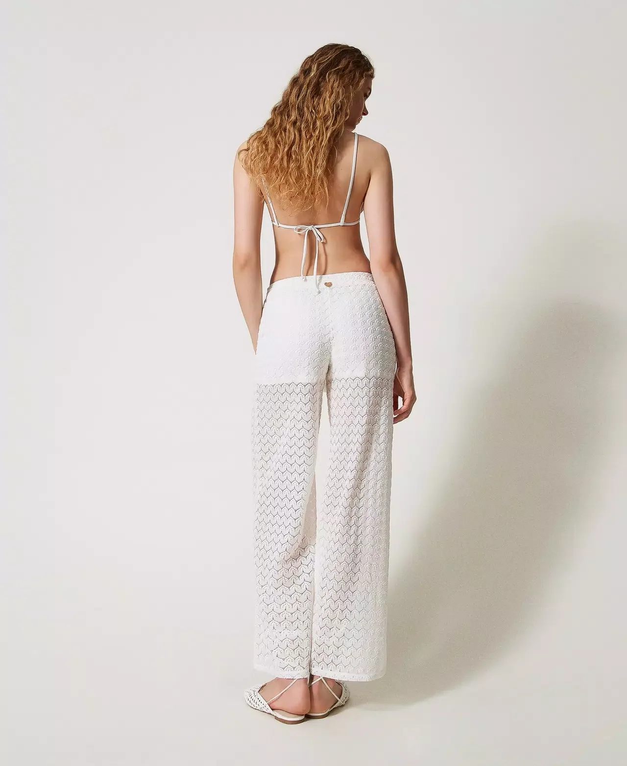 Pantaloni a palazzo in crochet con coulisse Twinset - immagine 4