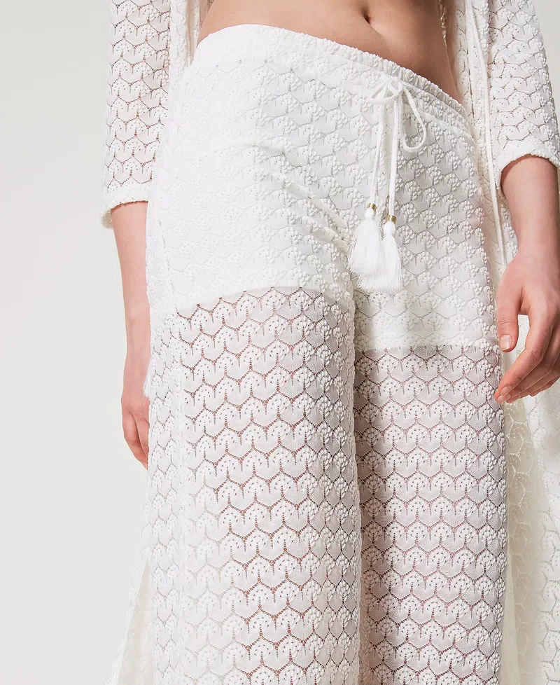 Pantaloni a palazzo in crochet con coulisse Twinset - immagine 3