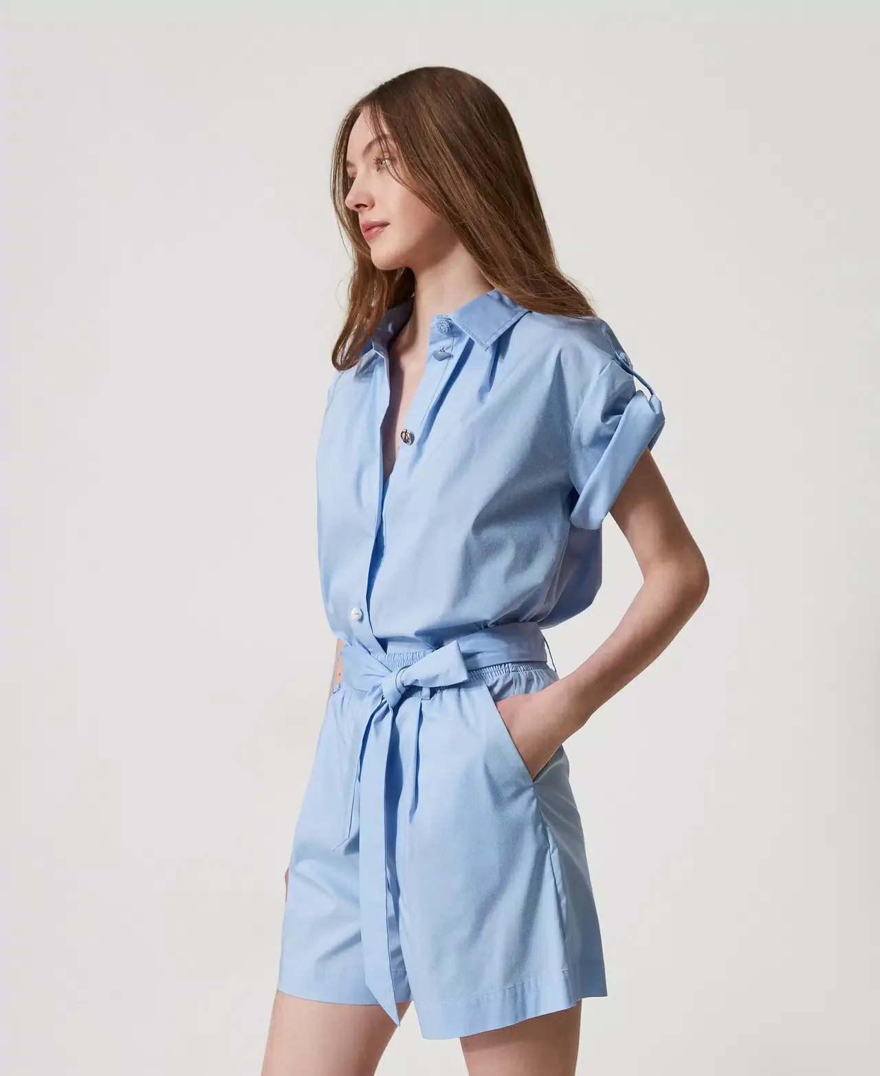 Bermuda in popeline con cintura Twinset - immagine 4