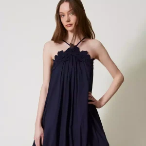 Abito corto in mussola con fiori ricamati Twinset