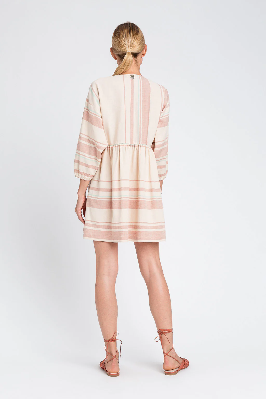 Caftano corto in misto lino con ricami Twinset - immagine 7