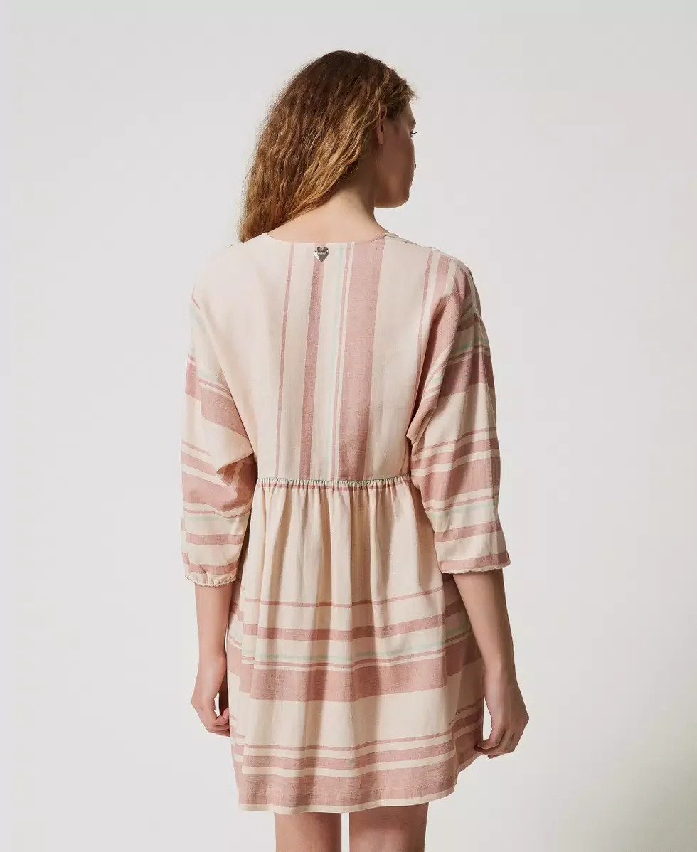 Caftano corto in misto lino con ricami Twinset - immagine 6