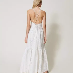 Abito lungo in sangallo e crochet Twinset