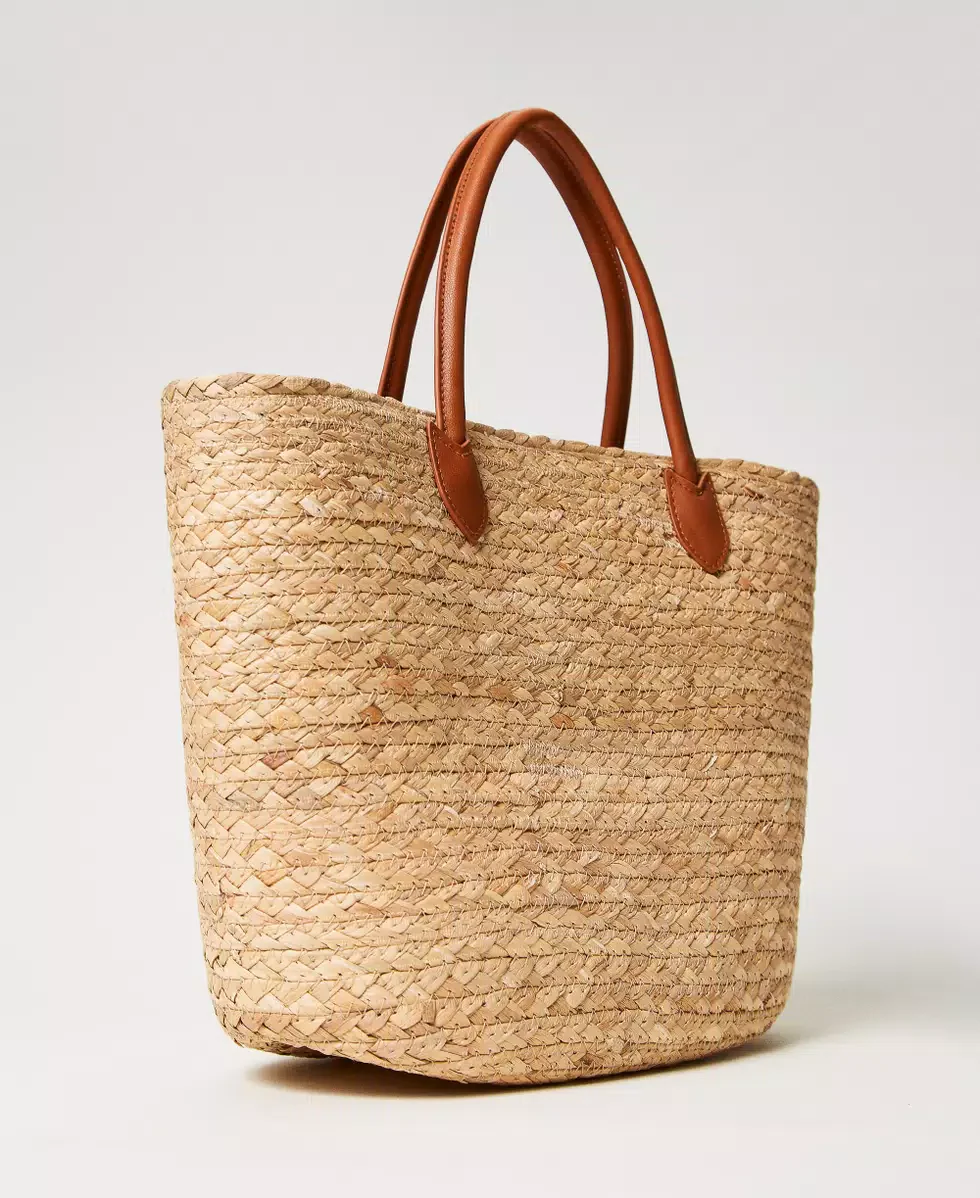 Borsa shopper in paglia con log Twinset - immagine 6