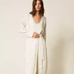 Cardigan lungo a rombi con ricamo Twinset