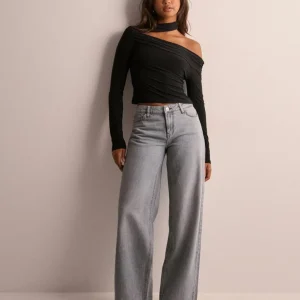 pieces donna jeans oelle straight  17151219 grey denim