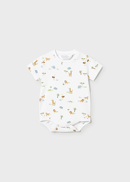 Completo 3 pezzi MAYORAL primaverile con giacchina e pantalone giallo, body con animaletti - immagine 3