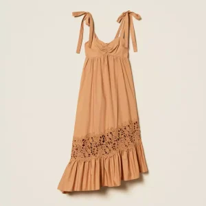 Abito longuette in popeline a balze Twinset