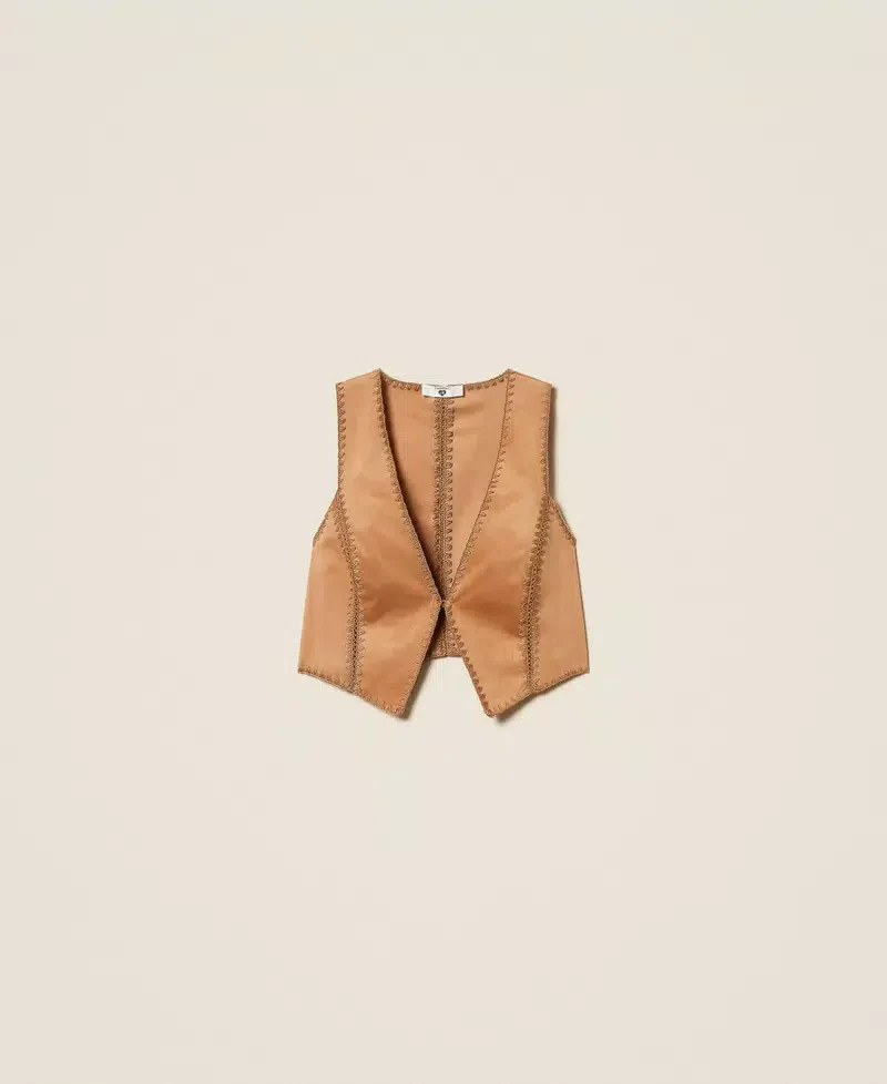 Gilet scamosciato con ricamo Twinset - immagine 2