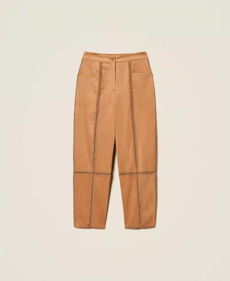 Pantaloni scamosciati con ricamo TWINSET - immagine 5