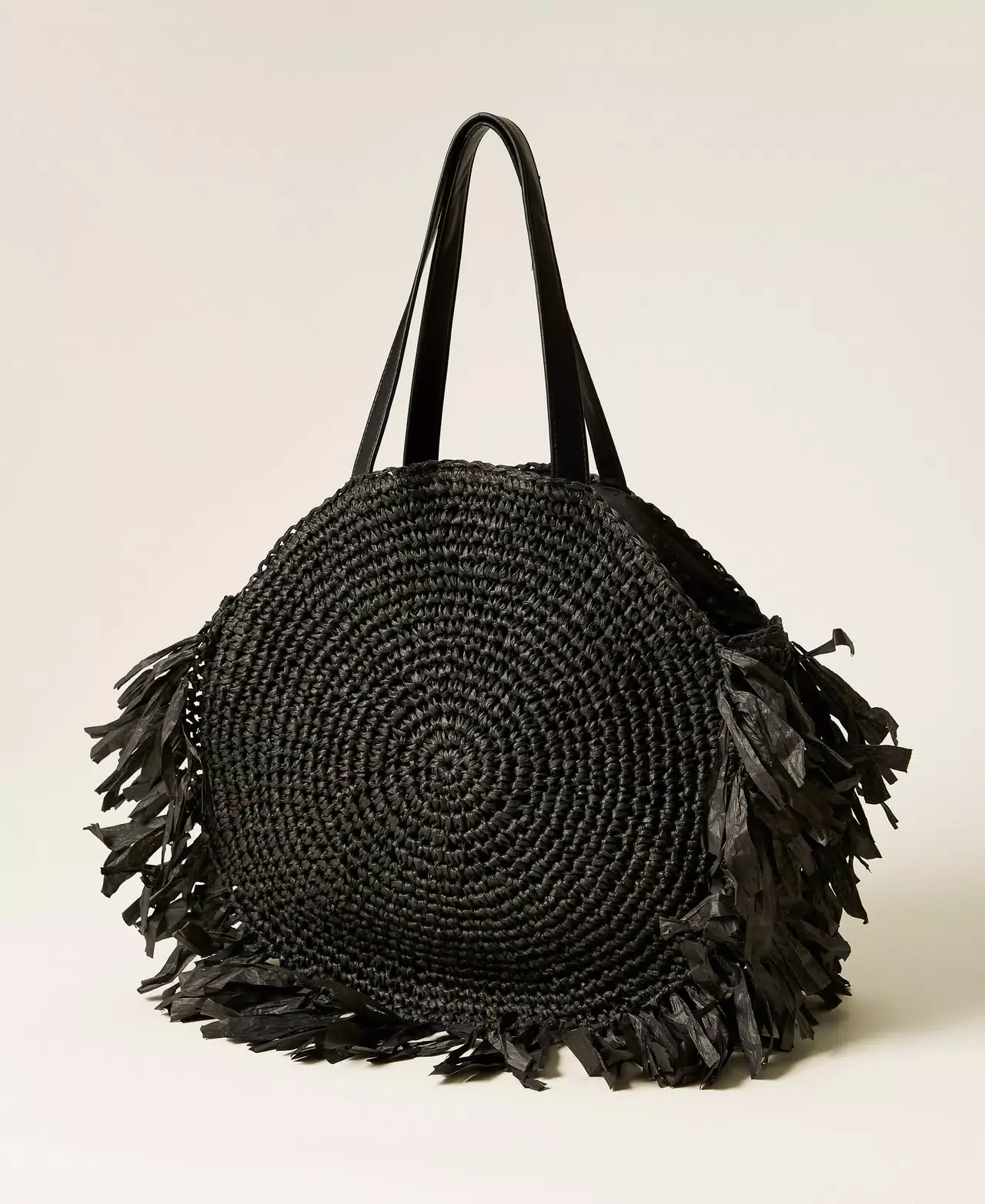 Borsa shopper tonda in rafia con frange TWINSET - immagine 6