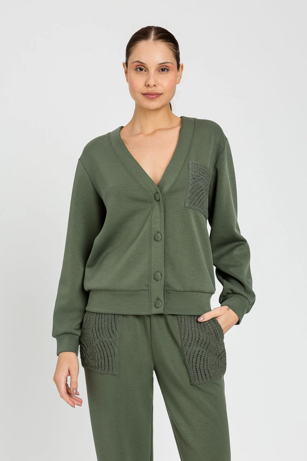 Cardigan in tessuto scuba con crochet Twinset - immagine 8