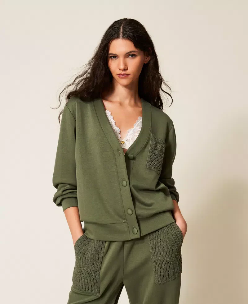 Cardigan in tessuto scuba con crochet Twinset - immagine 2