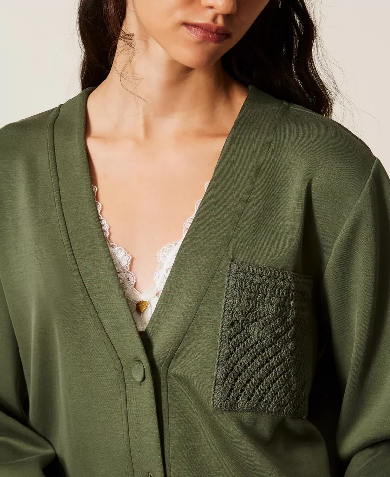 Cardigan in tessuto scuba con crochet Twinset - immagine 5